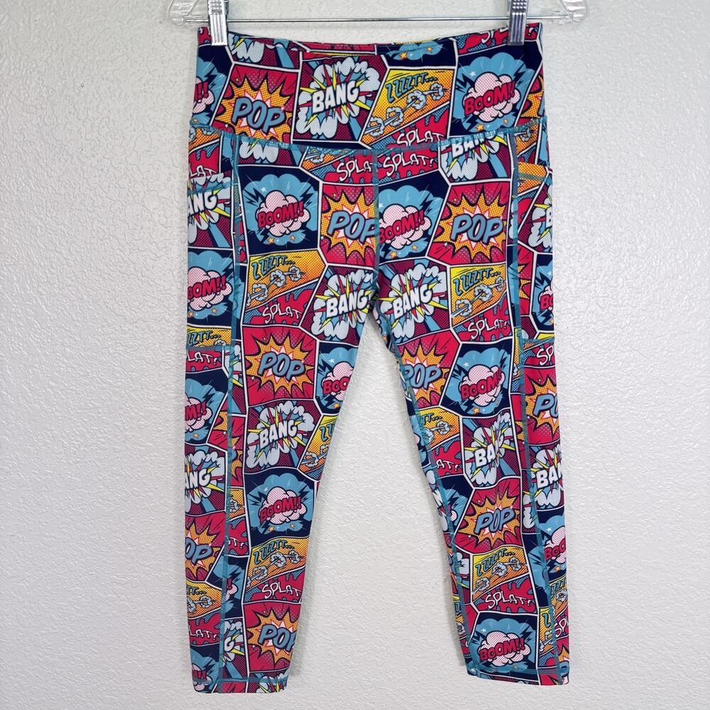 Constantly Varied Gear Leggings Women Medium Comic Book Print Pop Art Crop Capri